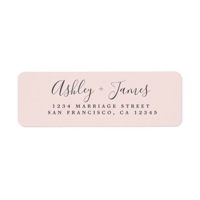 Elegante Script Pastel Pink Wedding Rücksendeadres (Vorne)