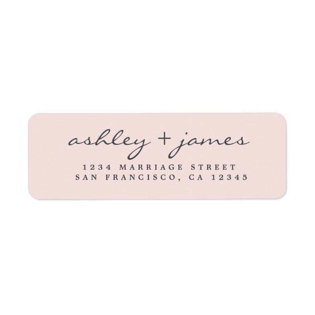 Elegante Script Pastel Pink Wedding Rücksendeadres (Vorne)