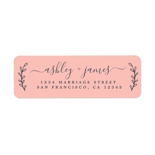 Elegante Script Pastel Pink Wedding Rücksendeadres (Vorne)