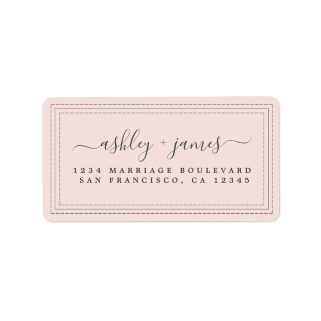 Elegante Script Pastel Pink Wedding Rücksendeadres Adressaufkleber (Vorne)