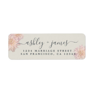 Elegante Script Pink Floral Wedding Rücksendeadres
