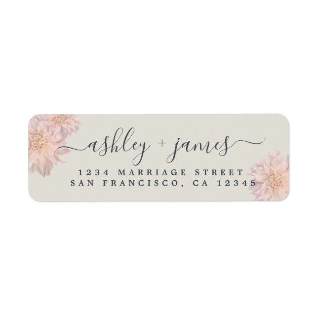 Elegante Script Pink Floral Wedding Rücksendeadres (Vorne)