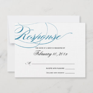 Elegante Script Response Card - Blau RSVP Karte