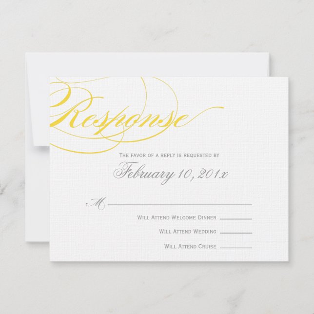 Elegante Script Response Card - Gelb RSVP Karte (Vorderseite)