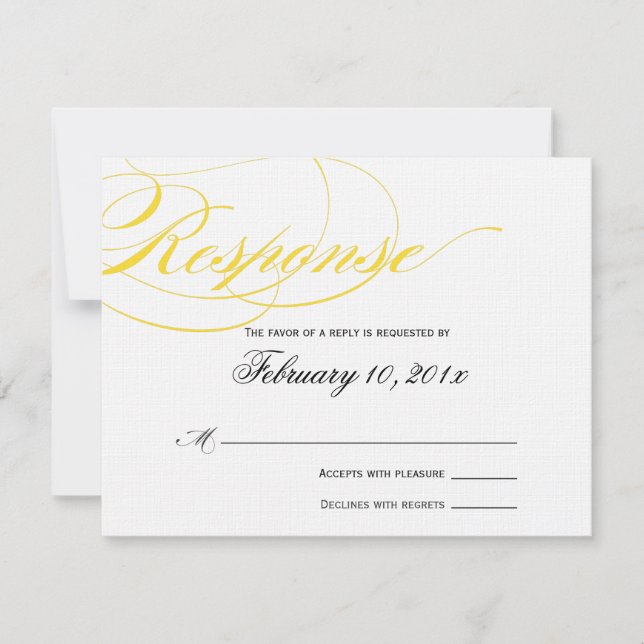 Elegante Script Response Card - Gelb RSVP Karte (Vorderseite)