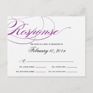 Elegante Script Response Card - Lila RSVP Karte