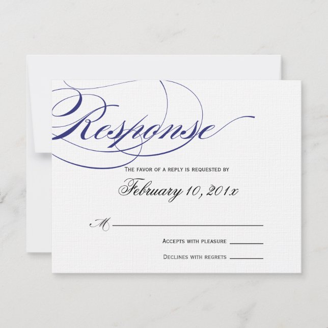 Elegante Script Response Card - Navy RSVP Karte (Vorderseite)