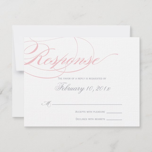 Elegante Script Response Card - Rosa Farbe RSVP Karte (Vorderseite)