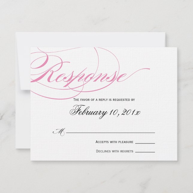 Elegante Script Response Card - Rosa RSVP Karte (Vorderseite)