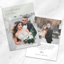 Elegante Script Romantic Foto Wedding Dankeskarte