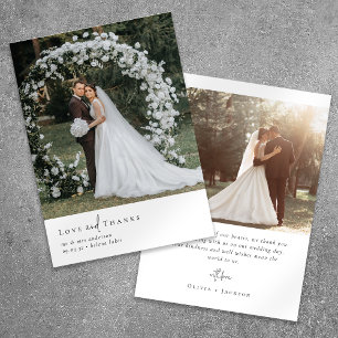 Elegante Script Romantic Foto Wedding Dankeskarte
