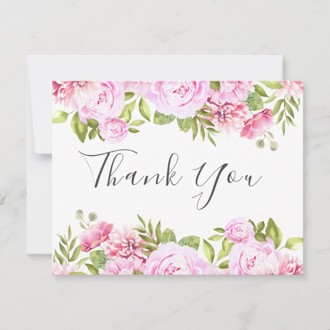 Elegante Script Rose Garden Business - Danke, dass Dankeskarte (Vorderseite)
