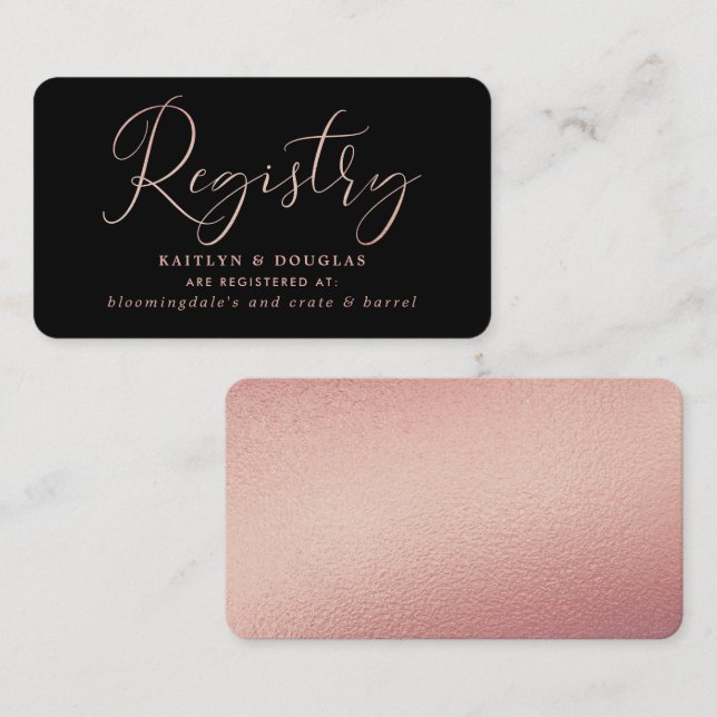 Elegante Script-Rose Gold Foil Geschenkkartei Begleitkarte (Vorne/Hinten)