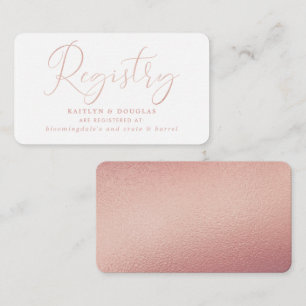 Elegante Script-Rose Gold Foil Geschenkkartei Begleitkarte