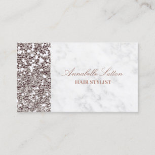 Elegante Script-Rose Gold Glitzer-Marmor Visitenkarte