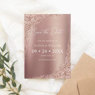 Elegante Script-Rose Gold-Hochzeit speichern Sie d Save The Date