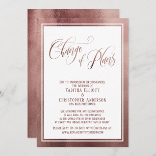 Elegante Script-Rose Gold Postponed Wedding Card Einladung