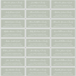 Elegante Script Sage Green Wedding Guest Address Aufkleber