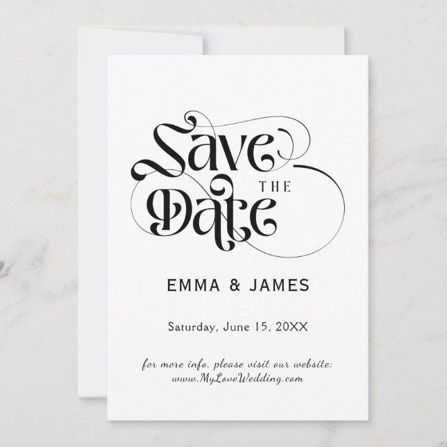 Elegante Script Save the Date Card (Vorderseite)