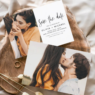Elegante Script Save-the-Date-Foto Minimalistisch Save The Date