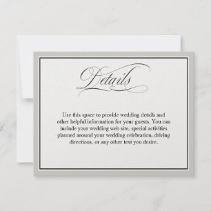 Elegante Script-Schnörkel Hochzeitdetails