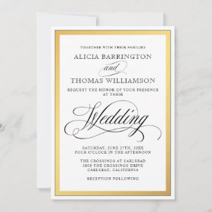 Elegante Script-Schnörkel Hochzeitsfeiern Einladung