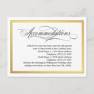 Elegante Script-Schnörkel Hochzeitsunterkünfte Ankündigungspostkarte