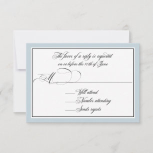 Elegante Script-Schnörkel mit Dusty Blue Border RSVP Karte