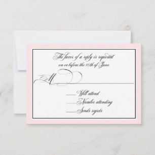 Elegante Script-Schnörkel mit rosa, rosa, rosa Bor RSVP Karte