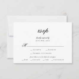 Elegante Script Schwarz-weiß Wedding RSVP Card