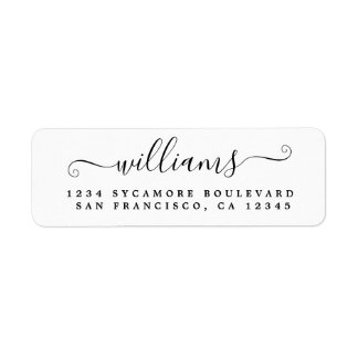 Elegante Script-Schwarz-weiße Rücksendeadresse