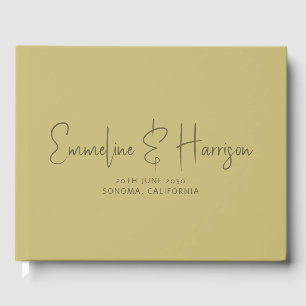 Elegante Script Serif Custom Moss Green Wedding Gästebuch