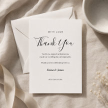 Elegante Script + Serif Hochzeit Danksagungskarte