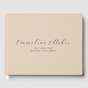 Elegante Script Serif Personalisierte Cream Weddin Gästebuch