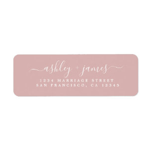 Elegante Script Silver Pink Wedding Rücksendeadres
