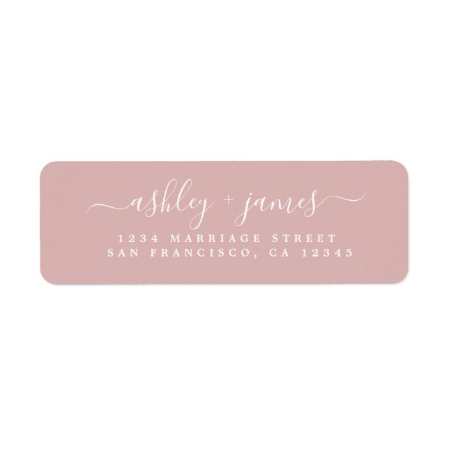 Elegante Script Silver Pink Wedding Rücksendeadres (Vorne)