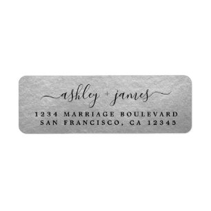 Elegante Script Silver Wedding Rücksendeadresse