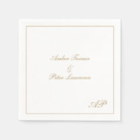 Elegante Script Simple Monogram Formal Gold Weddin
