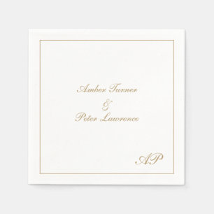 Elegante Script Simple Monogram Formal Gold Weddin Serviette