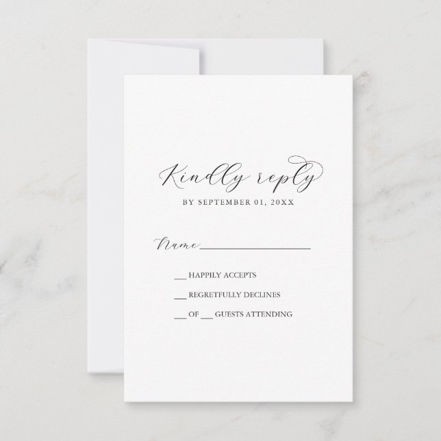 Elegante Script Simple RSVP Card (Vorderseite)