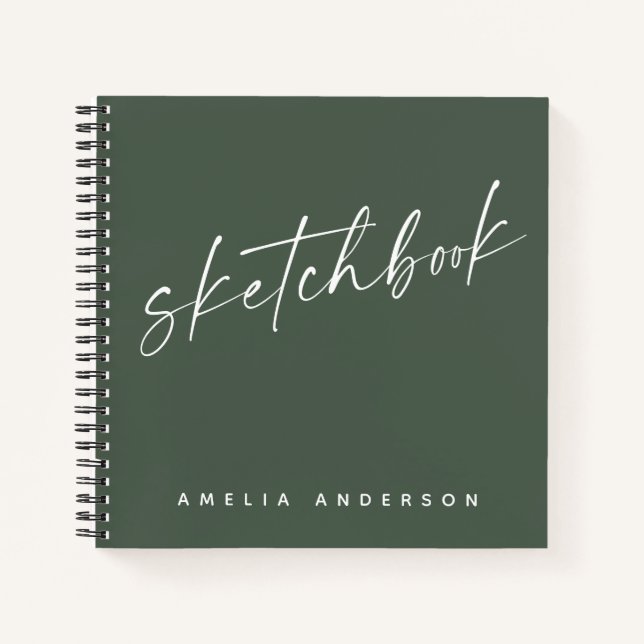 Elegante Script Sketchbook Personalisiert Name Gre Notizbuch (Vorderseite)