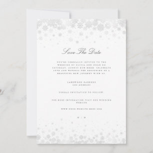 Elegante Script Snowflakes Save the Date Karte