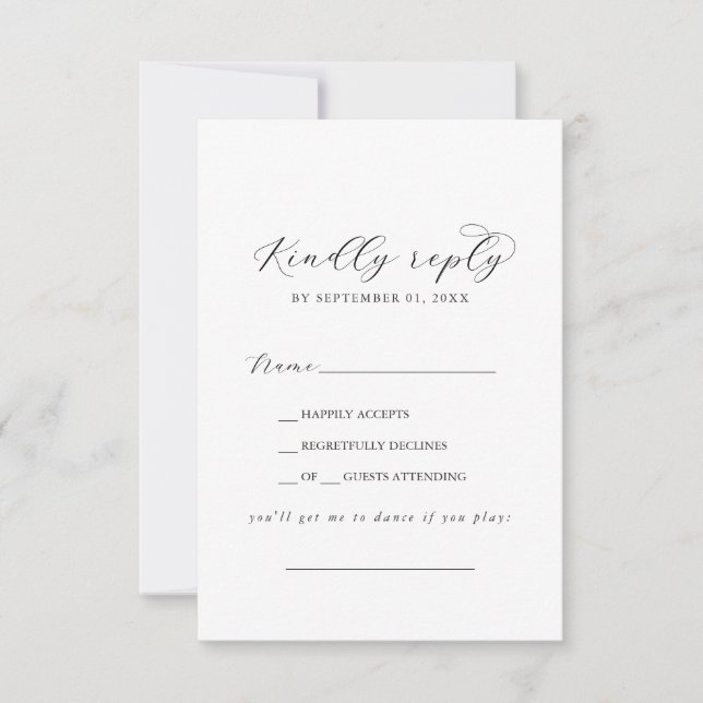 Elegante Script Song Request RSVP Card Karte (Vorderseite)