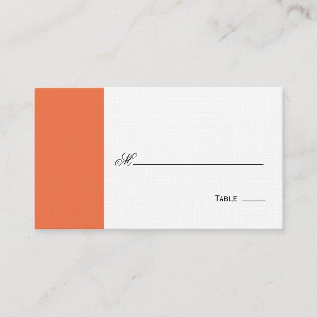 Elegante Script Table Seating/Platzkarte - Orange Platzkarte (Vorderseite)