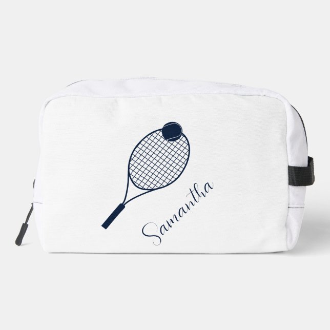 Elegante Script Tennis Players Name Personalisiert Waschbeutel (Rückseite)
