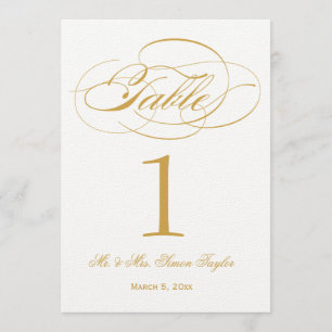 Elegante Script-Tischnummer - Gold Einladung