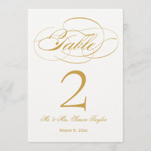 Elegante Script-Tischnummer - Gold Einladung