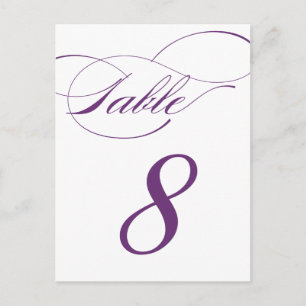 Elegante Script-Tischnummer Postcard   Lila 520C Postkarte