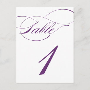 Elegante Script-Tischnummer Postcard Lila 520C Postkarte