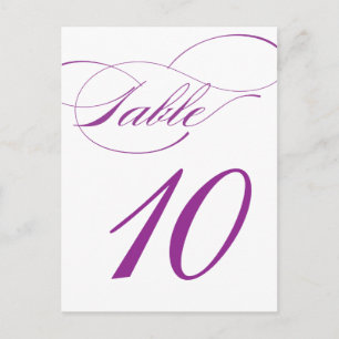 Elegante Script-Tischnummer Postcard Lila Postkarte